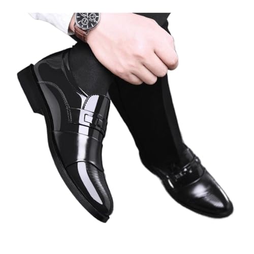 Men's Leather Shoes Business Casual Soft Leather Men's Middle-Aged and Elderly Shoes Oxfords(6222Black,8.5)3