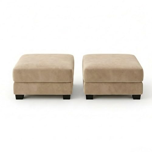 Image of Revo 5 Seater L Shape Sofa Set with 2 Movable Ottomans | Flexible Layout | Luxury Velvet Suede Fabric | Modern Living Room Sofa | Beige