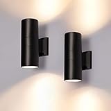 Lampara de Pared Exteriores LED, HORKEY Aplique de pared Negro Impermeables IP65 3000K 12W Lámparas, Aluminio Mate, Para...