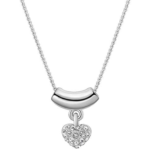 Collier femme double cœur zircone cubique blanc pendentif or