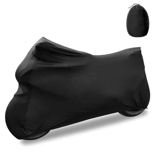 Erato Couverture de Moto Intérieur, Housse Élastique Tissu Stretch Anti-poussière Respirant UV pour Garage, 295 x 109 x 140 cm(116 x 43 x 55 inches), Noir