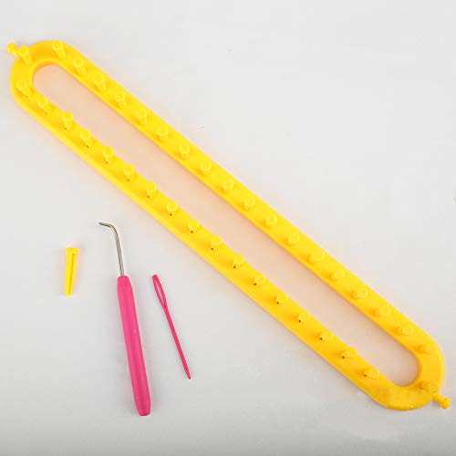 Katech Rectangular Knitting Loom 36.5 Cm Long Yellow Plastic Weaving Loom Set For Knitting Lovers, Scarf Hats Shawl Making Tools Diy Crocheting Craft Kits With A Crochet Hook And A Plastic Needle #TOP4