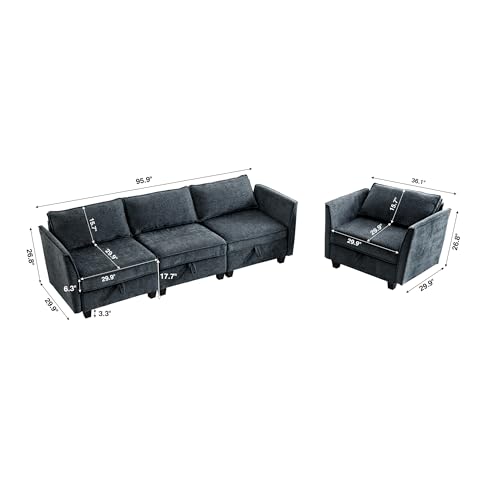 Image of ORRD 2 Piece Modular Sectional Sofa Set, Convertible Couch with Storage, Sofa Modular for Living Room, Office (Blue Grey)