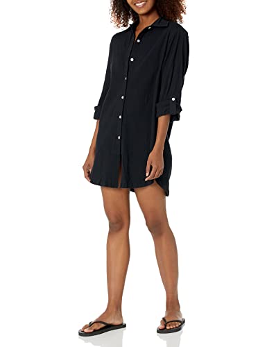 Solid Button Down Resort Shirt Cover Up