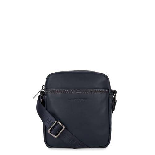Lancaster Skórzana torba na ramię Homme MIni Soft Vintage zapinana na zamek torba Bleuf Camel ciemnoniebieska