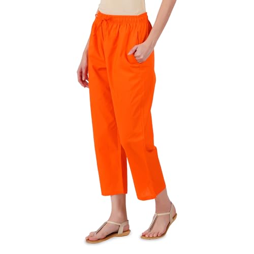 Image of Happy Bunny Parallel Pants for Women 100% Cotton Ankle Length Trousers Regular Fit with Elastic Drawstring Stylish & Pockets Casual Formal Wear for Office & Home