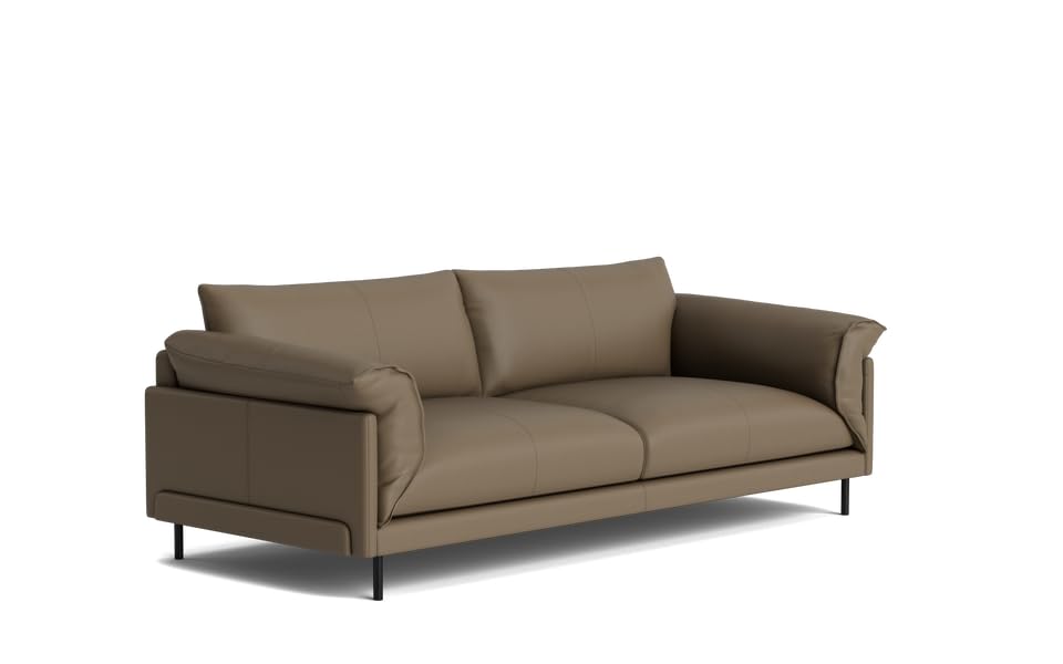 Image of LEGACY OF COMFORT Zola 3 Seater Sofa Three Seater Sofa Leather for Living Room Hotels and Offices (Light Brown)
