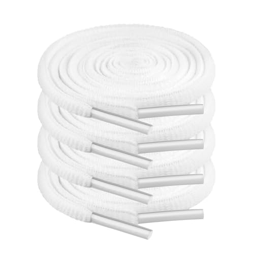 JETOP Premium skosnören svarta, 2 par skosnören, 120 cm [6 mm breda] slitstarka skosnören, platta arbetsskor, vandringsskor, sportskor, löparskor, sneakers, Vit, 120