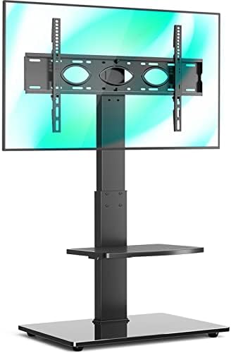 5Rcom Floor TV Stand with Mount, Height Adjustable TV Floor Stand with Shelves for 32 37 43 50 55 60 65 70 inch Plasma LCD LED Flat or Curved Screen TVs, TV Stand for Bedroom, Living Room