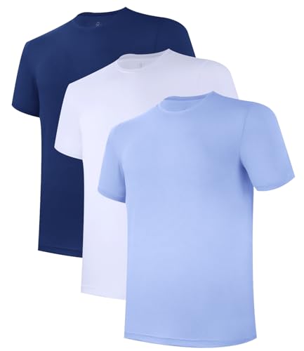 BAMBOO COOL Men's Undershirt Moisture-Wicking T-Shirts Stretch Crewneck Soft Tees for Men,3 Pack