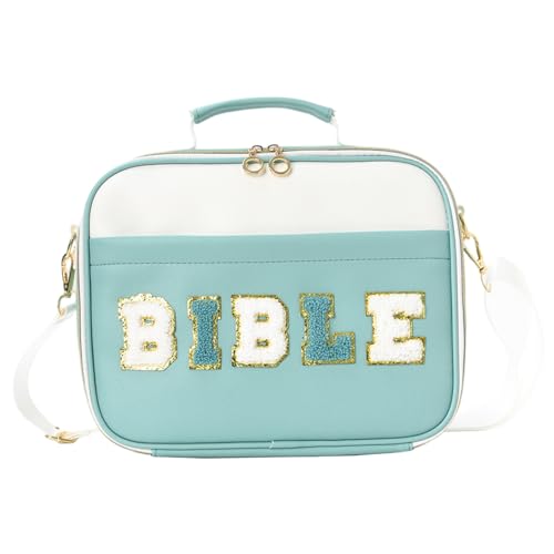 Bible Cover, Portable Protective Bible Bag with Adjustable Strap & Handle Large Zippered Book Case for Study & Church