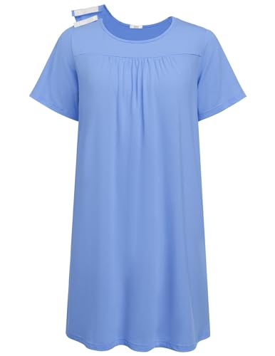 Image of Deyeek Hospital Gowns for Women Tear Away Snap Open Back Dress Post Shoulder Surgery Dresses Soft Adaptive Clothing Nightgown