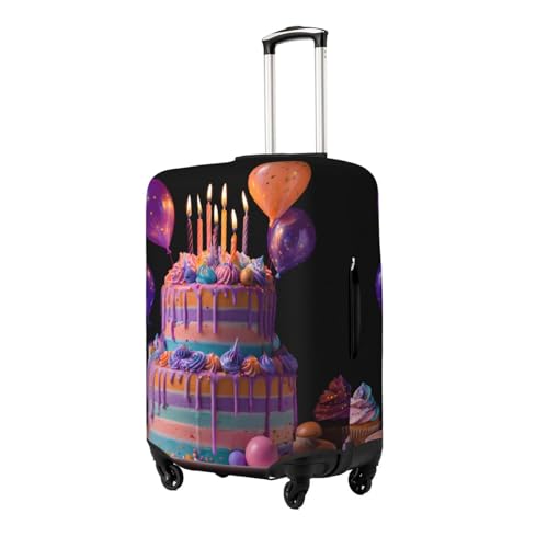 Happy Birthday Big Cake Elastic Travel Luggage Cover, Washable Spandex Suitcase Protector, Anti-Scratch Fits 18-32 Inch2