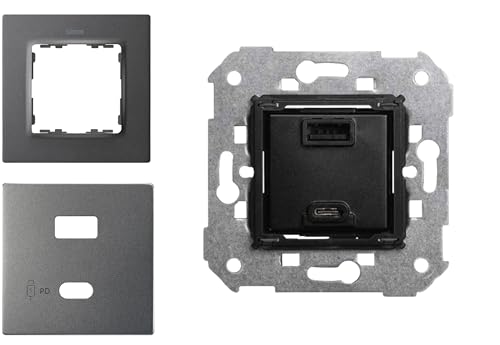 Solución de carga rápida Simon 82 Concept con USB doble y titanio 2