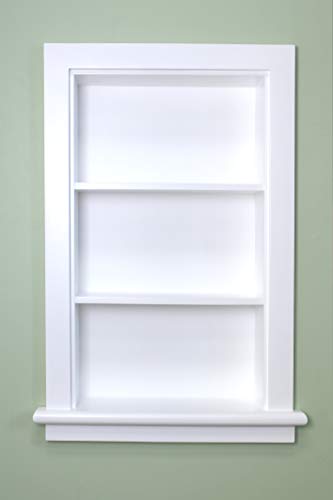 Armario empotrado para medicinas Aiden de 14x24 pulgadas, estante o estantes para baño empotrados en la pared, fabricado en Norteamérica con madera real, sin MDF, diseño sencillo y color blanco miniatura 6