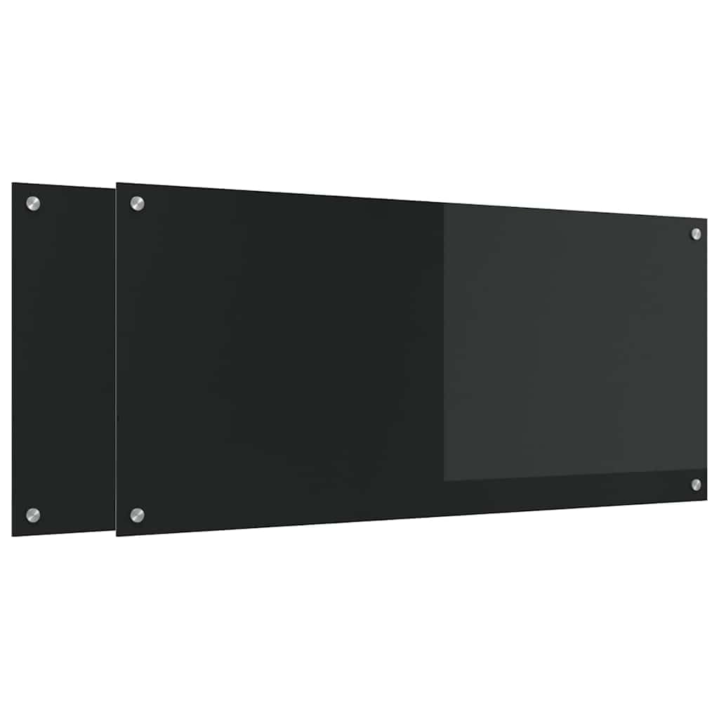 Generisch Küchenrückwand 2 pcs Schwarz 110 x 50 cm Gehärtetes Glas,Heim & Garten,Küche & Esszimmer,Küchenhelfer & -utensilien-3415495