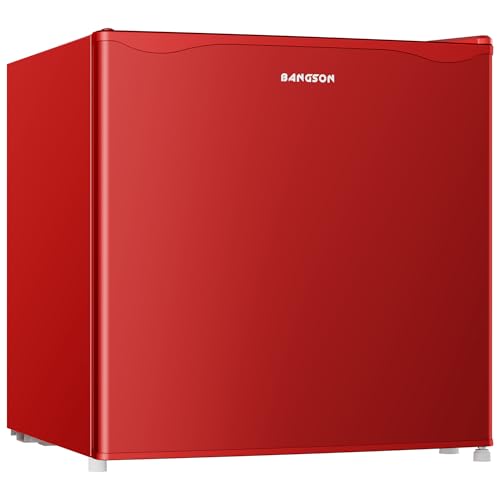 Image of BANGSON 1.7 Cu.Ft Mini Fridge with Freezer for Dorm, Compact Refrigerator Office, Energy Saving Small Fridge Reversible Single Door, Low Noise for Bedroom Small Apartment, Red