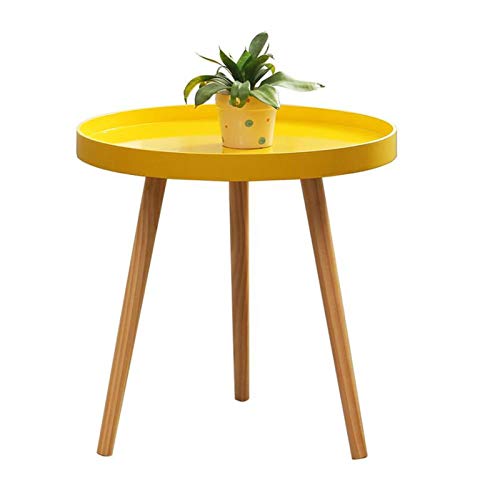 - Mesa de mesa auxiliar redonda de 14.96/19.68 pulgadas, patas de madera maciza, mesita de noche/mesas pequeñas para sala de estar, mesas de acento, estilo moderno de 3 colores (color: blanco, tamaño