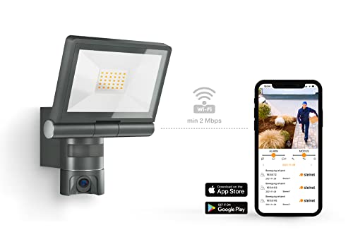 Steinel LED-Außenprojektor mit XLED CAM 1 SC Überwachungskamera, Gegensprechanlage, 180°-Infrarot-Bewegungsmelder, 21 W, Anthrazit
