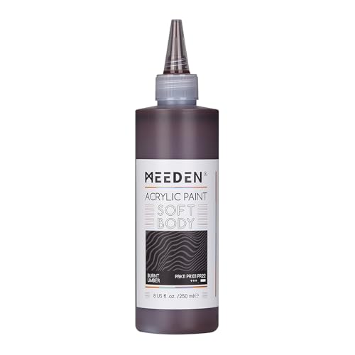 MEEDEN Burnt Umber Acrylic Paint: 250ml/8.8oz Soft Body Bulk Acrylic Colours in Matte Finish - Fluid Flow Art Paints for Artists Canvas Painting