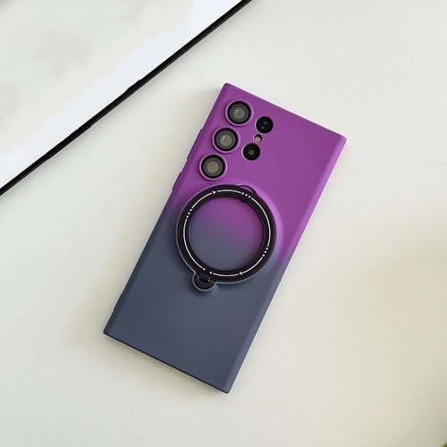 Coque silicone pour Samsung S23 Plus avec support rotatif gris violet
