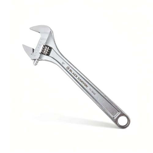 BLACK CANYON Adjustable Wrench 12 Inch Wide Jaw Spanner with Imperial and Metric Premium Chrome Forged Steel for Automotive Plumbing Household Repairs and DIY