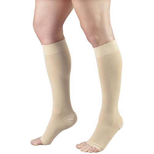 Image of Truform 20-30 mmHg Compression Stockings for Men and Women, Knee High Length, Open Toe