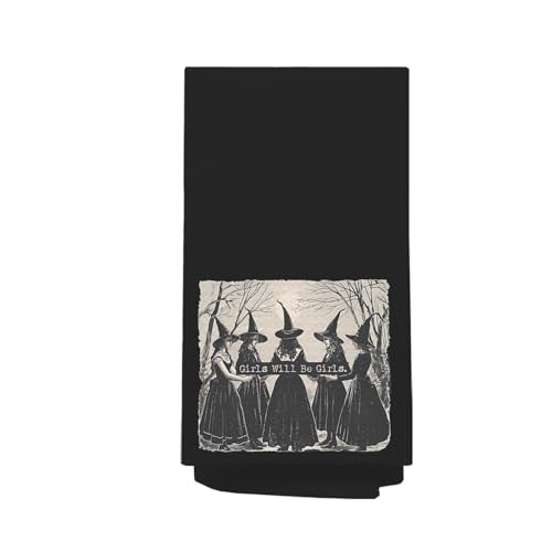 IAFQWDS Dark Academia Witchy Halloween Bathroom Decor Towels, Halloween Girls Night Decorations, Witchy Gifts Dish Tea Towels, Vintage Gothic Spooky Witches Hand Towel for Bathroom Kitchen, 16x24 Inch