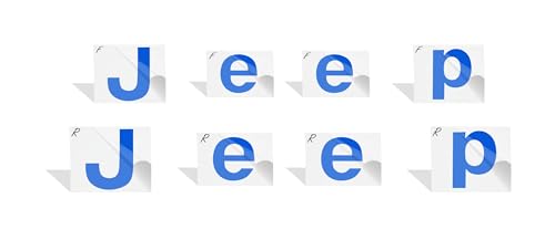 Jeep Front and Rear Emblem Overlay Decal Stickers - 2014-2021 Jeep Grand Cherokee - (Color: Reflective Medium Blue)