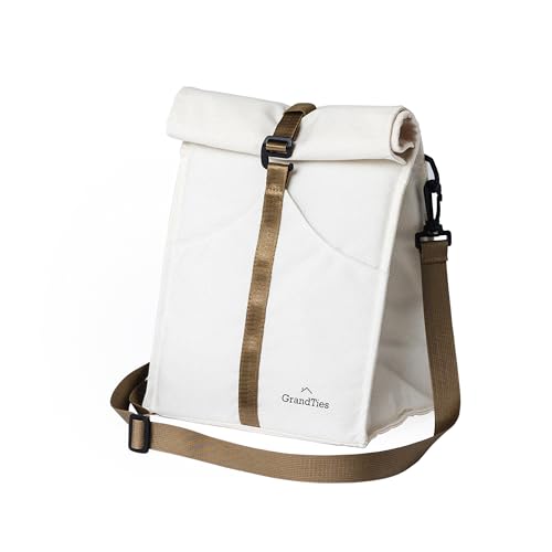 GRANDTIES Bolsa de almuerzo aislada para mujeres, hombres, adultos, contenedores enrollables a prueba de fugas, bolsas de aperitivos reutilizables, enfriador de viaje, bolsa térmica pequeña y suave,