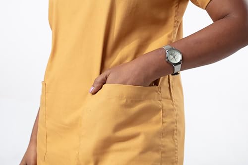 Image of UNIFORM CRAFT Women's 4 Pocket Scrub Suit Set | Medical Uniform | Cross V-Neck Poly Cotton | Short Sleeve Hospital Wear | Ideal for Doctors & Nurses (Mustard, L)