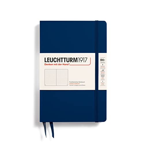 Carnet LEUCHTTURM1917 pointillé B6+ rigide, l'excellence du papier bleu marine
