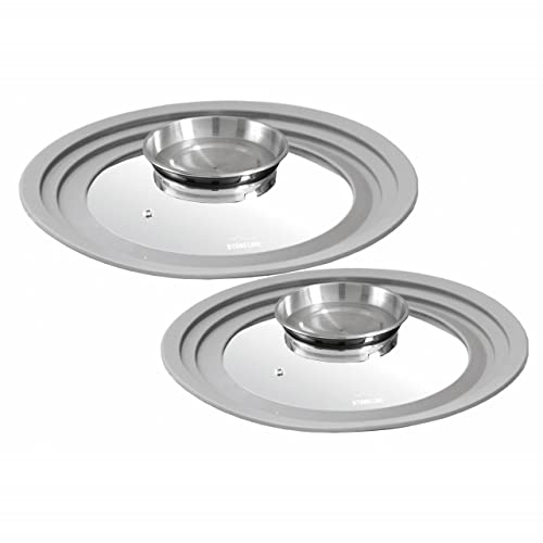 STONELINE Universal Glasdeckel Set, 2-Teilig, mit Silikonrand Aromaknauf, für 16/18/20 und...
