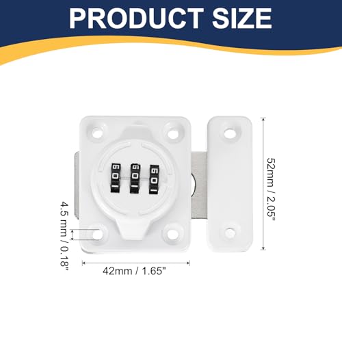 Loquet de porte d'armoire sans clé 5,2x4,1 cm blanc pour meuble - 3