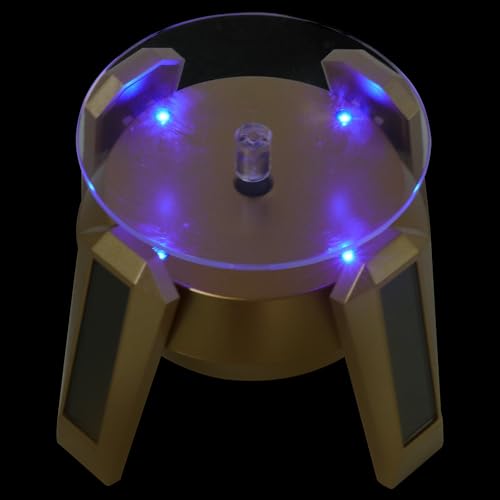 POPETPOP Soporte Giratorio Multifunción de Base Solar Luces LED para Exhibición de Adornos y Joyas, Diseño Espacial para Escritorio