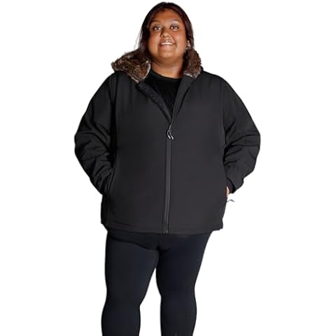Snow Country Outerwear Women's Plus Size Alta 1X-6X Faux Fur Soft Shell Jacket (Black, 5X) Cover