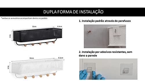 Porta Chaves de Parede Chaveiro Suporte de Chave Cabideiro Dupla Instalação LUMAI