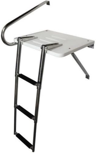 YX MARINE 3 Step Stainless Rails Outboard Swim Platform Boat Ladder Telescoping