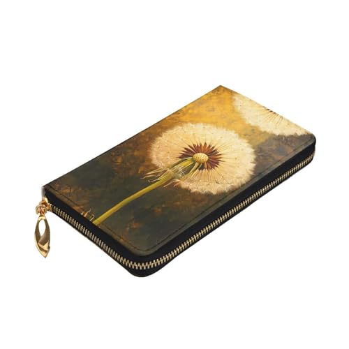 Stylish Dandelions in the sun Printing Leather Wallet - Long Clutch for Women, RDurable Material, 12 Card Slots, Zipper Compartments3