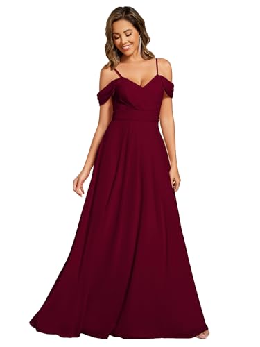 Ever-Pretty Women's V Neck Pleated Sleeveless Chiffon Floor Length A Line Bridesmaid Dresses 02354