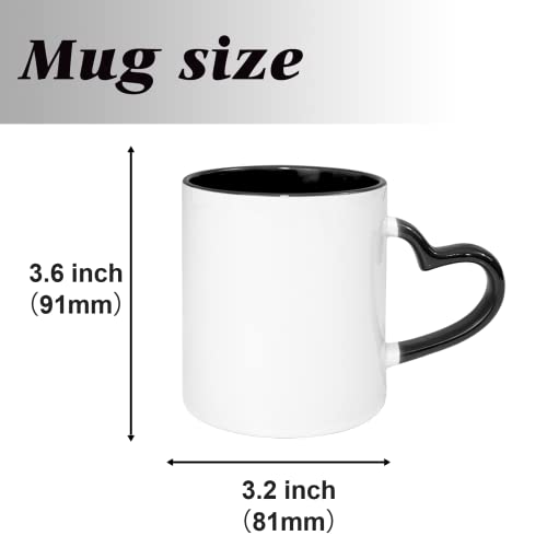 Set de 6 tazas de cerámica negra con asa corazón 11oz miniatura 6