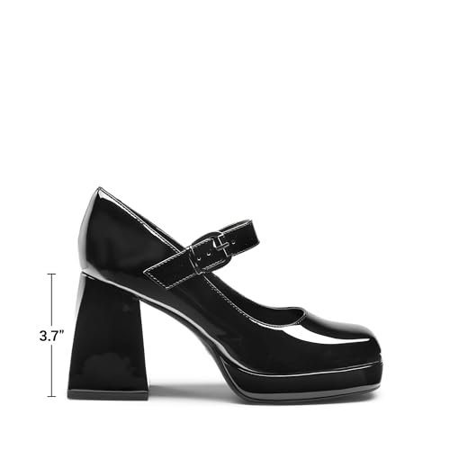 Image of DREAM PAIRS Women's High Chunky Platform Closed Toe Mary Jane Block Heels Square Toe Strappy Dress Wedding Party Pumps Shoes