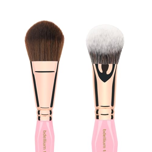 Bdellium Tools Pink Golden Triangle Face & Eyes Makeup Brush Set - Well-balanced Brush Set with Soft Synthetic Bristles and Rose Gold Brass Ferrule for a Variety of Looks (Pink, 5 pcs) by BDELLIUM TOOLS - Image 4