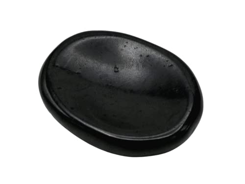 Image of Certified Black Tourmaline Crystal Thumb Worry Pebbles Stones for Anxiety Stress Relief Massage - AAA Grade Original Healing Gemstone Agate Rubbing Stone for Yoga Meditation Spiritual Reiki Feng Shui