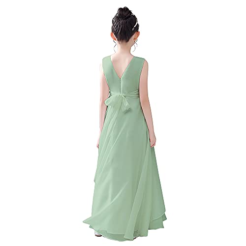 Chiffon Flower Girl Dresses Wedding Junior Bridesmaid Sage Evening Party Girls Formal Princess Pageant Gown Sage 14 #TOP2