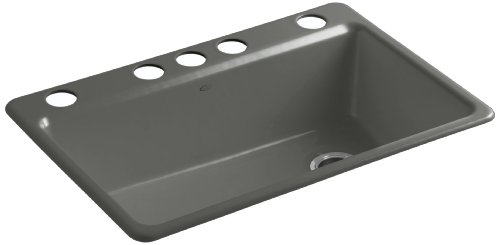 Kohler 5871-5UA3-58 Riverby Single Bowl Undermount Kitchen Sink, Thunder Grey