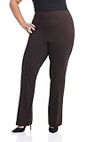 Rekucci Curvy Woman Secret Figure Knit Bootcut Plus Size Pant w/Tummy Control (14W, Brown)