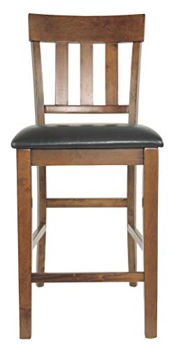 Signature Design By Ashley Ralene Traditional 26" Counter Height Faux Leather Seat Barstool, 2 Count, Brown #TOP3