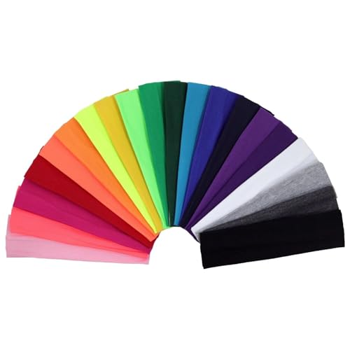 Venbytech for 12 Cotton Headbands Pack Yoga Stretch Sport Fabric Hair Band Sweatband Head