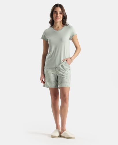 Image of Jockey RX12 Women Micro Modal Cotton Solid V Neck Half Sleeve T-Shirt